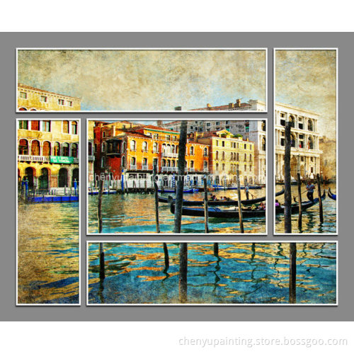 5 Panels Venice Sightsoil Painting Reproductions